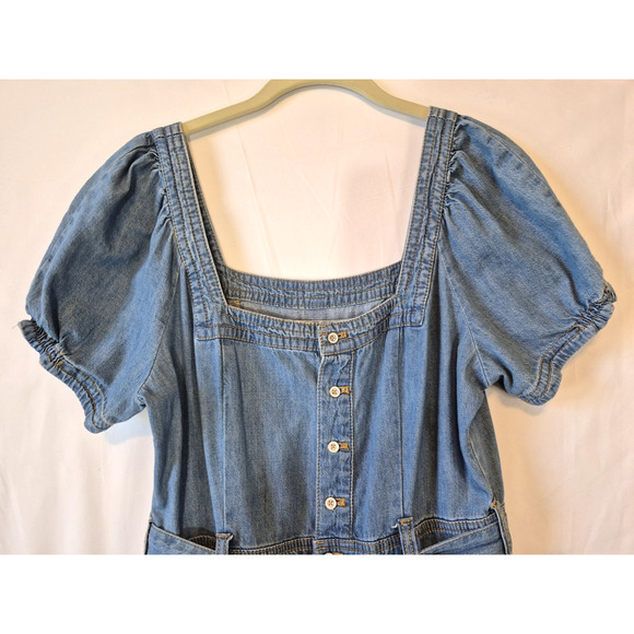 Anthropologie Pilcro Womens Blue Square-Necked Denim Jumpsuit US 8P - Picture 7 of 11